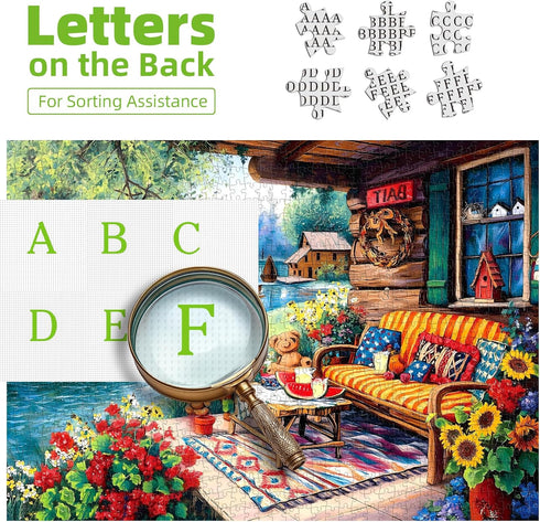 1000 Summer Cozy (27.6"x19.7") Lake House Piece Puzzle for Adults Lakeside Retreat Jigsaw Puzzle Cabin Dock Sunflowers