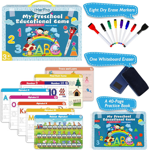 3-5, 8 Handwriting Practice Tracing Books for Kids Ages Montessori Preschool Learning Activity, Autism Educational