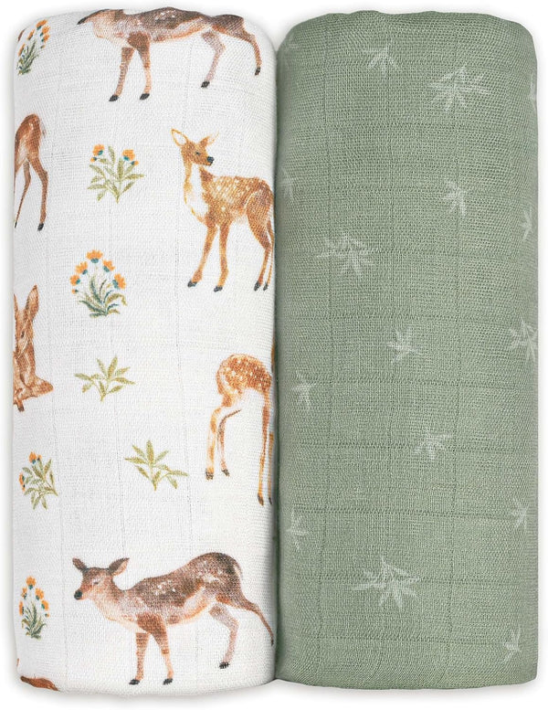GLLQUEN BABY Muslin Swaddle Blankets Breathable Receiving Blankets (35" x 40") 2-Pack