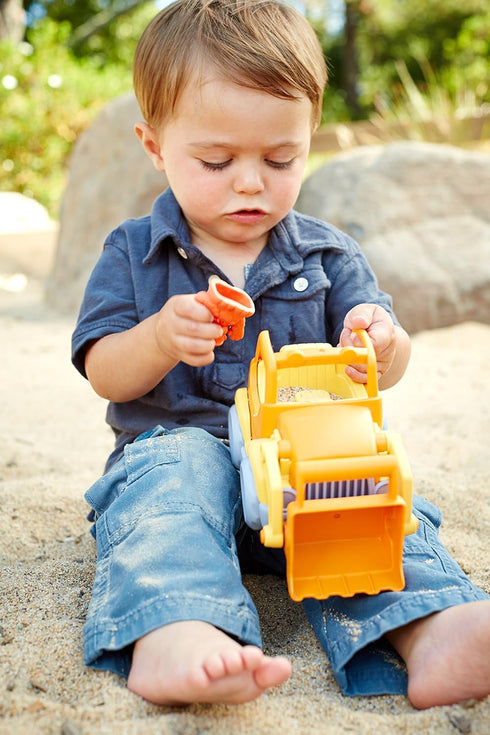 Green Toys Scooper Construction Truck in Yellow/Orange for Kids Outdoor Play