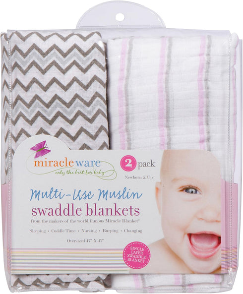 Cozy 100% Pack 2 1 Soft Muslin Blankets & Swaddle Wrap Bundle Newborn Baby Sleep Essentials Cotton for Nursery