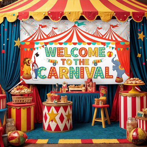KatchOn Welcome To The Carnival Banner, XtraLarge 72x44 Inch Carnival Theme Party Decorations and Backdrop