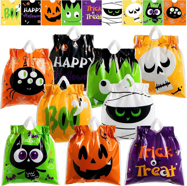 JOYIN 108 PCS Halloween Drawstring Treat Bags with 9 Character Designs, Mini Goodie Candy Bags for Kids Trick or