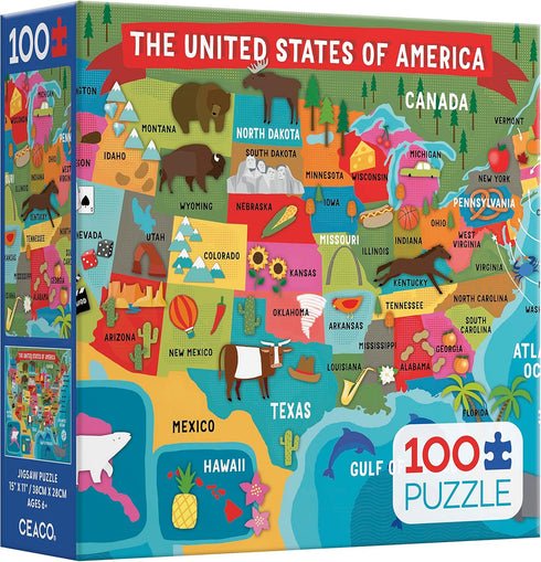 Ceaco - 100 Piece Jigsaw Puzzle - USA Map