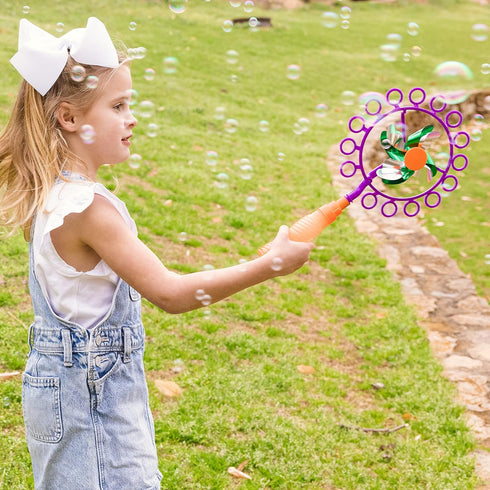 Sunny Days Entertainment Pinwheel Bubble Wand - Bubble Blower and Windmill Spinner, Colors May Vary