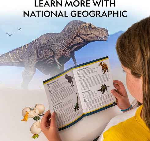 NATIONAL GEOGRAPHIC Dinosaur Dig Kit - 12 Dino Shaped Dig Bricks with Figures & Excavation Tool Sets, STEM Toy
