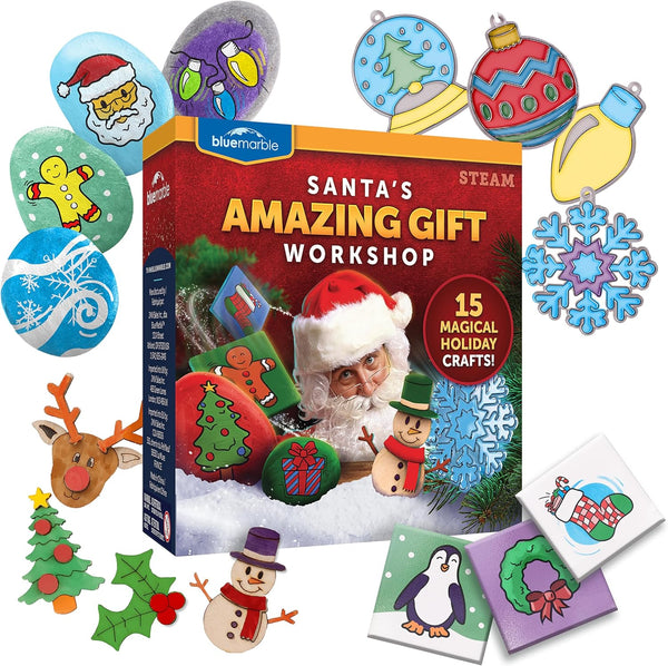 Blue Marble Santa's Christmas Craft Kit for Kids - 15 Magical Christmas