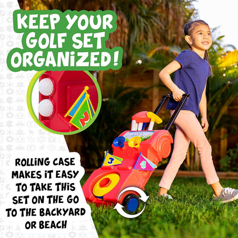 Franklin Sports Kids Toy Golf Set, MyFirst Plastic Golf Clubs + Balls Set for Kids with Carry Case and Balls