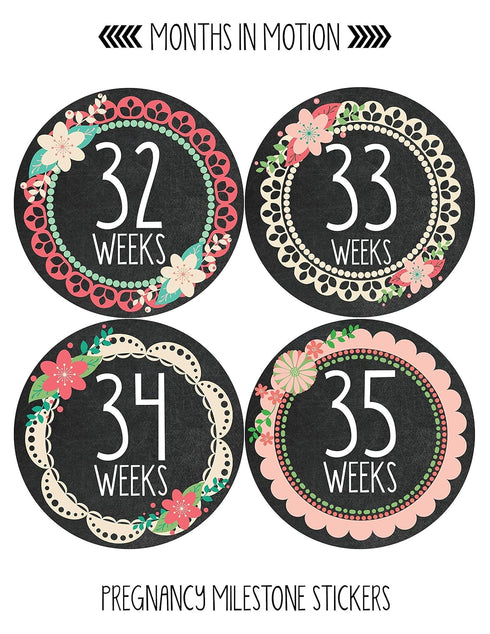 Pregnancy Weekly Belly Growth Stickers - Large Set of 36, Maternity Keepsake Photo Prop