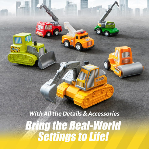 18 Set, 3-5, JOYIN Pcs Pull Back City Cars and Trucks Toy Vehicles Friction Powered Mini Cars Toys for Toddlers, Party