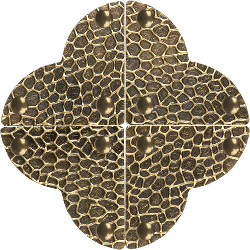 Dritz Home 44798-38 Small Hammered Quatrefoil Corner Campaign Hardware, Antique Brass (3-Pack)