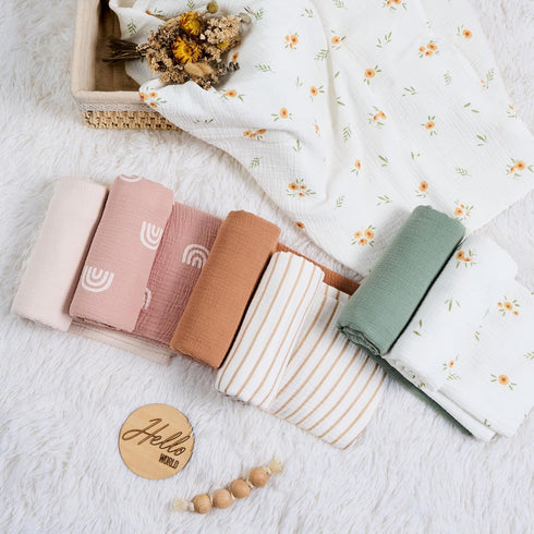 Meracorallo Muslin Swaddle Blanket, 100% Organic Cotton Receiving Blanket, Soft Breathable Wrap for Baby Boys Girls,