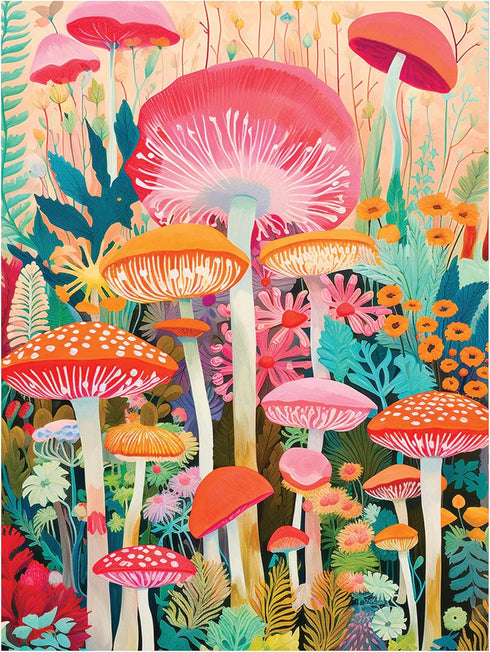 500 RoseArt - Vertical Visions - Mushrooms - Piece Jigsaw Puzzle - Magical Forest-Inspired Puzzle for Adults