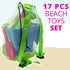 4E's Novelty Beach Toys for Kids with Bag, 17 Pcs Set Castle Beach Bucket with Shovels & Molds for Ages 3-10