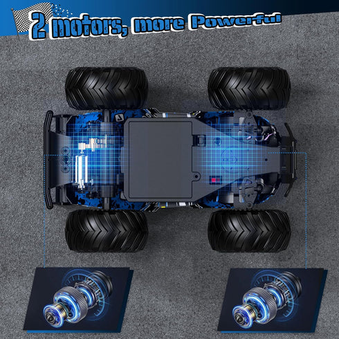 1:20, 10KM/H, 2 2.4GHZ, Remote Control Car, All-Terrain Remote Control Truck for Boys, Rechargeable Rc Truck with LED