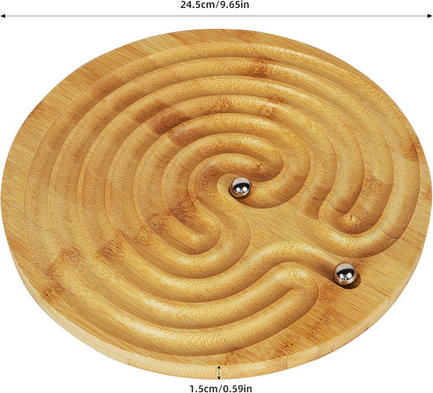 TOWO Wooden 2-in-1 Solitaire and Labyrinth Game Set - Classic 25cm 9.8” Strategy Game for 1 Player, Ages 6+