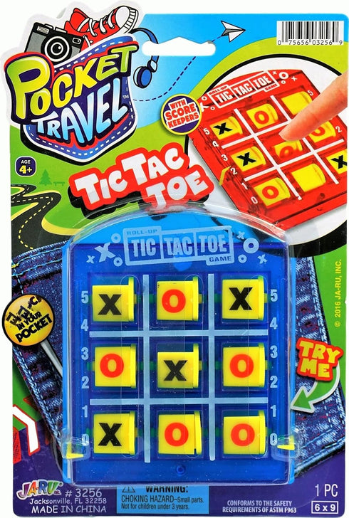 JA-RU Portable Tic Tac Toe Classic Mini Board Games for Kids, 1 Pack, Small Size Travel Games
