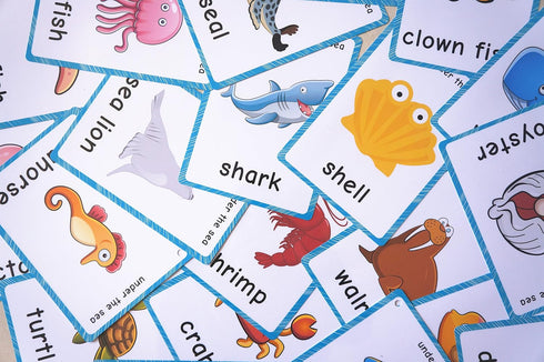 20 pcs Sea Animals Flash Cards for Toddlers | Marine Animals Learning Cards & Montessori Pocket Cards for Pre-K