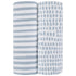 Ely’s & Co. Waterproof Crib Toddler Bed Sheet 2-Pack Set for Baby Boy - 100% Cotton, Misty Blue Stripes