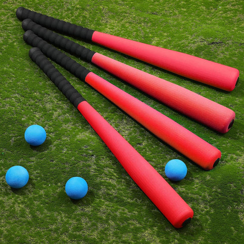Wettarn 4 Pieces Foam Baseball Bat 24 Inches with 4 Pcs Safe Soft Baseballs T Ball Set for Outdoor Indoor Sport Game