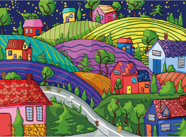 Lavievert 500 Piece Jigsaw Puzzle for Adults and Kids - Village Under The Stars