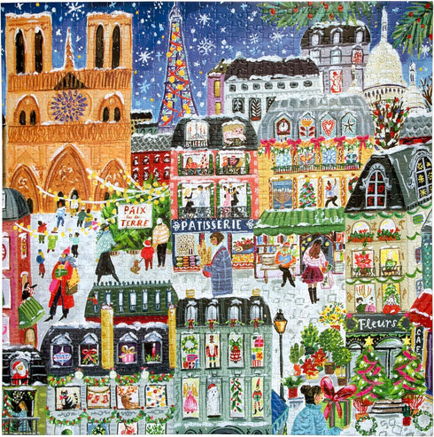 1000 23" 23" eeBoo Piece Puzzle - Paris Christmas Jigsaw Puzzle for Adults, Square x Made with Recycled Board