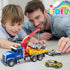 i diy Set 4pcs 3-8 Big Tow Truck Toy With Pull-Back Race Car, Friction Powered Transport Truck, Light & Sounds