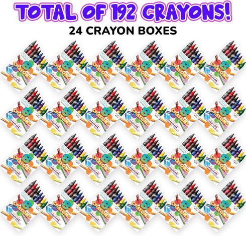 Packs, 24 Sets 8 Packs (192 count), 3+ ArtCreativity Bulk Crayon of of Crayons Classroom Crayons for Students