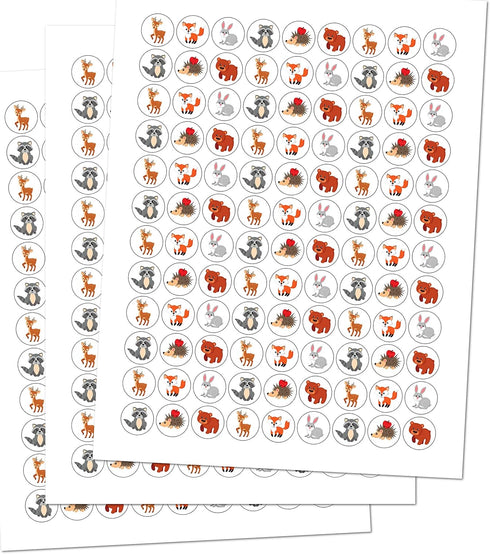 324 Forest Animals Kisses Labels, Woodland Creatures Stickers for Baby Shower or Birthday Party Decorations