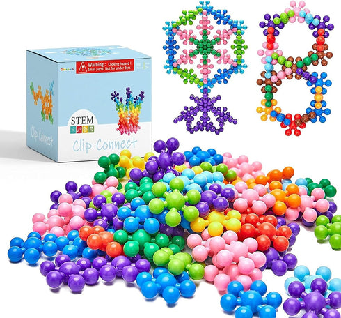 Clip Connect 100 Pieces, Diameter 1.5", Interlocking Solid Plastic Building Blocks Set for Early STEM Education