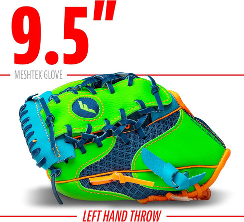 Franklin Sports Kids Baseball Glove + Foam Ball Sets - Meshtek Youth Teeball Gloves for Kids, 9.5"