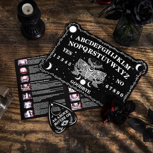 Pendulum Dowsing Divination Board Set, Black Wooden Talking Board with Planchette for Teens Adults Games Supplies