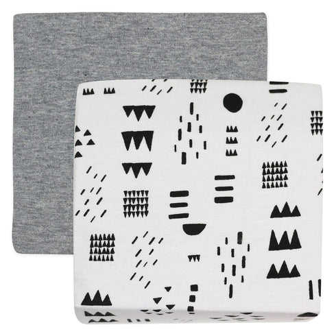 (Set HonestBaby Organic Cotton Changing Pad Covers of Two), Pattern Play/Heather Gray, One Size