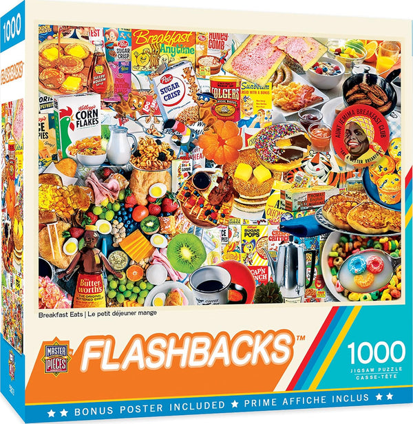 Masterpieces 1000 Piece Jigsaw Puzzle - Retro Flashback Breakfast Eats Morning Food Cereal, 19.25"x26.75" - Fun for All