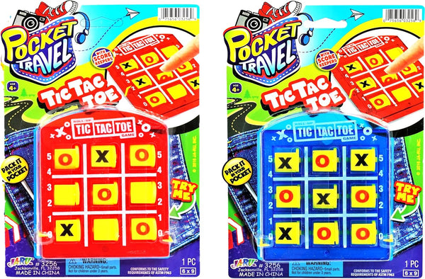 JA-RU Portable Tic Tac Toe (2 Pack), Classic Mini Board Games for Kids, Pocket Size Travel, Birthday Party Favor