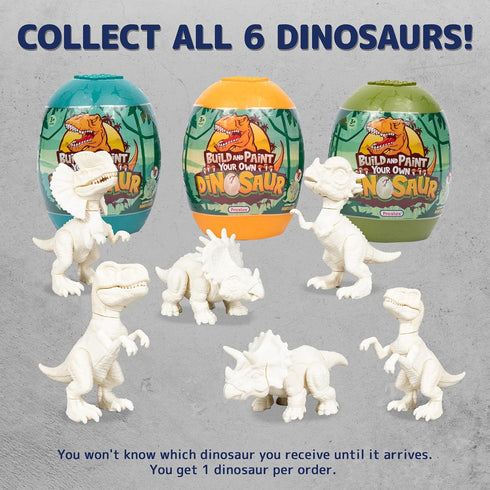 Prextex Build & Paint Your Own Dino Kit, 1 Pack - Collectible Dinosaur Toy, Arts & Crafts for Kids Ages 6-8