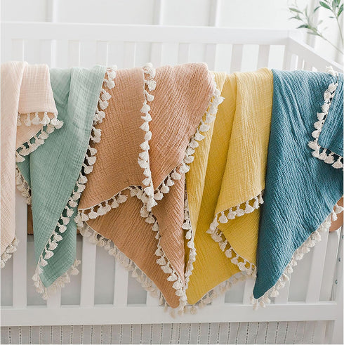 30" 40" Crane Baby Muslin Swaddle Blanket, Soft Cotton Lightweight Nursery and Stroller Blanket for Baby Boys & Girls