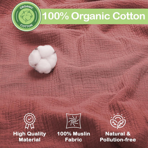 100% 47 47 Inch Cozy Organic Cotton Muslin Baby Blanket - x Breathable Swaddle Blankets, Hypoallergenic Double-Layer