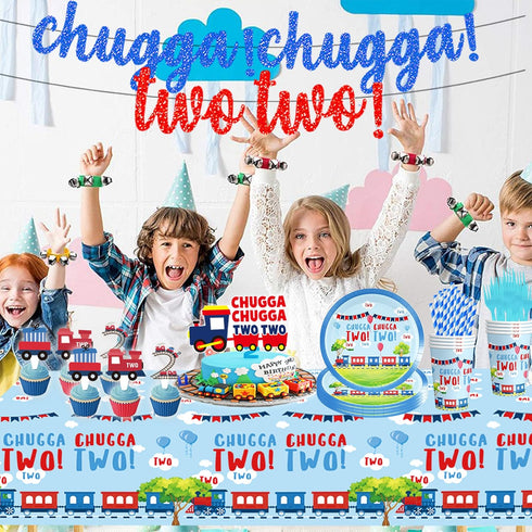 BEOXAGAR 2nd 2nd 30 Chugga Chugga Two Two Party Supplies Train Party Train Birthday Plates For Boys Includes Plates