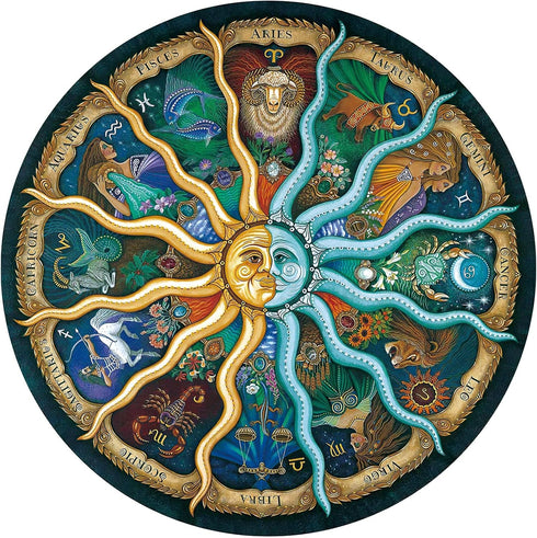 1000 Pieces Zodiac Jigsaw Puzzles for Adults Kids - Round Puzzle Game Toys Gift, Zodiac Horoscope