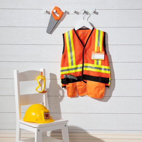 Set (6-Piece) (24-Piece) Melissa & Doug Construction Worker Costume with Deluxe Jumbo Cardboard Blocks