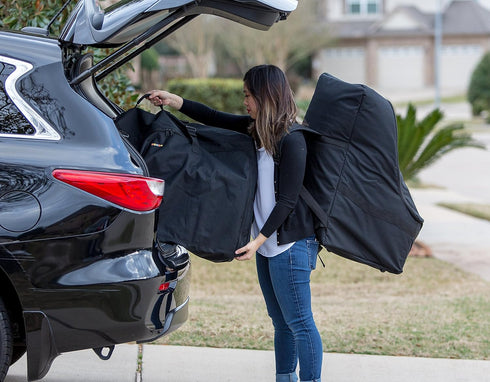 Backpack Car Seat Travel Bag Adjustable, Padded for Car Seats Car Seat Travel Tote (Gray with Black Trim)