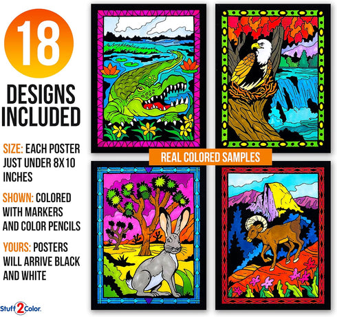 Pack 18 Super of Fuzzy Velvet Coloring Posters (National Parks Edition) - Great for Family Time, Arts & Crafts, Travel