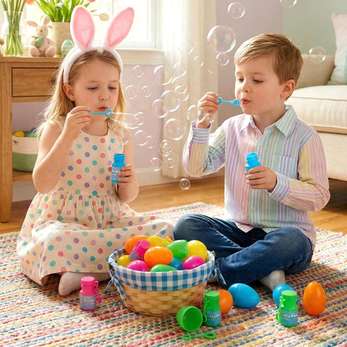 36 JOYIN Pcs Prefilled Easter Eggs Bubble Wands for Kids Party Favors, Basket Stuffers, Toys Inside for Children Fun