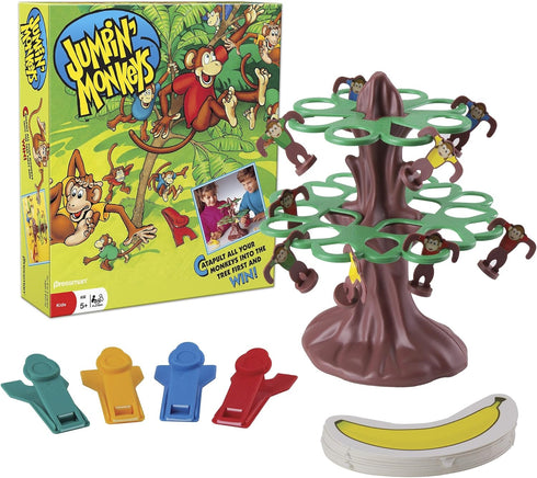 Pressman Jumpin' Monkeys: Catapult Your Monkeys Into The Tree to Win, Multi, 5"