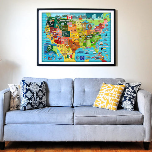 Think2Master Colorful United States Map - 500 Pieces Large Format Jigsaw Puzzle for Kids, Teens, Adults, Families