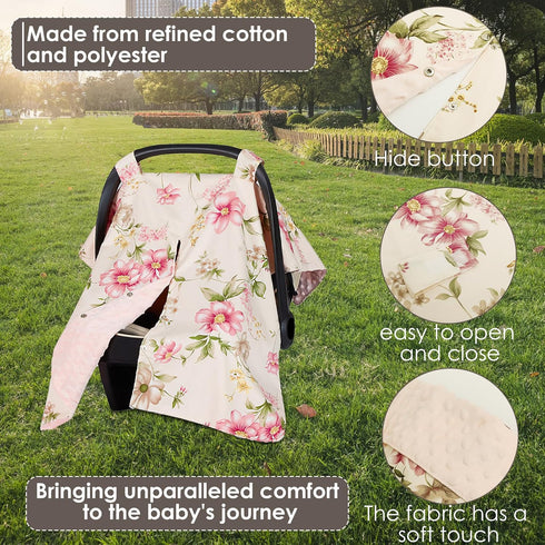 blackonvlm Summer Muslin Carseat Cover for Babies, Breathable Multi-use Infant Carseat Cover Lightweight Stretchy Baby