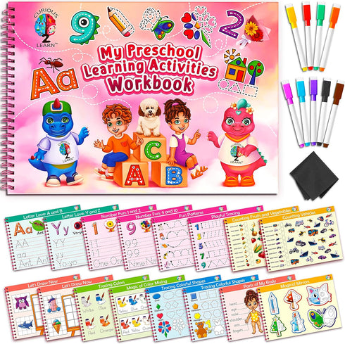 Preschool Learning Activities Workbook | ABC Learning for Toddlers, Tracing Kindergarten Resources, Busy Book, 4 Year