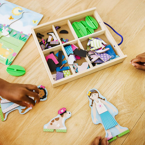 Melissa & Doug Best Friends Magnetic Dress-Up Wooden Dolls Set (78 pcs) for Pretend Play