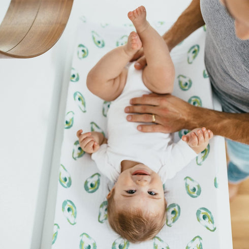aden + anais Essentials Changing Pad Cover, 100% Cotton Muslin, Super Soft & Breathable, Farm to Table - Avocados